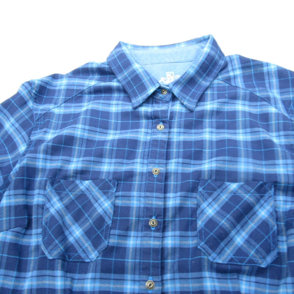 Kuhl Shirt Womens Large Blue Plaid Flannel Pockets Button Up Long Sleeve Casual - Picture 3 of 12